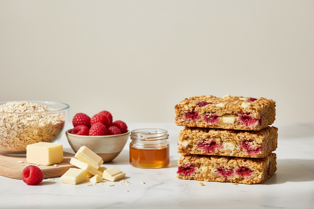 White Chocolate Raspberry oat bars